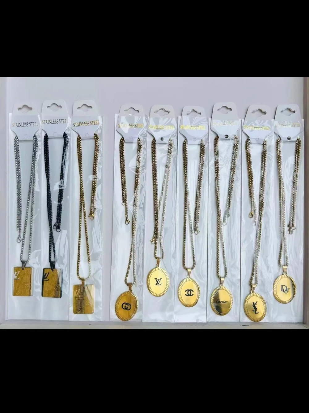Mixed Metal Dog Tag Necklace for Men - Gold & Silver